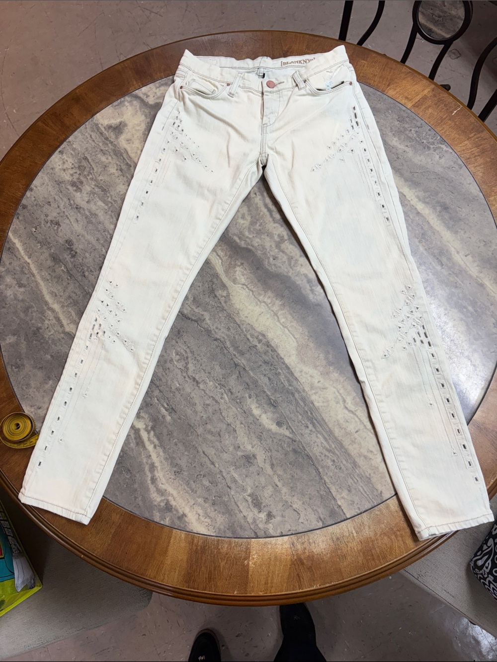 Blank NYC White Skinny Jeans with Studded Side Detail